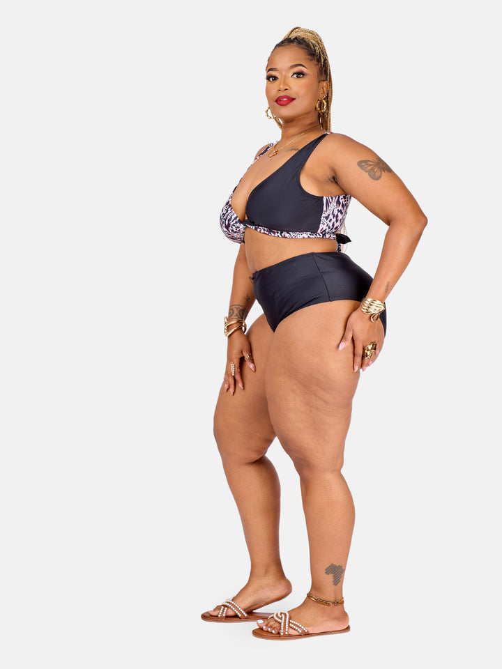 Printed criss cross bikini