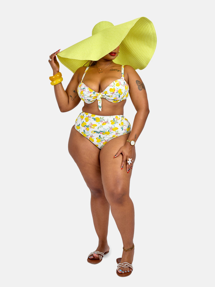 Lemon printed sculpting bikini