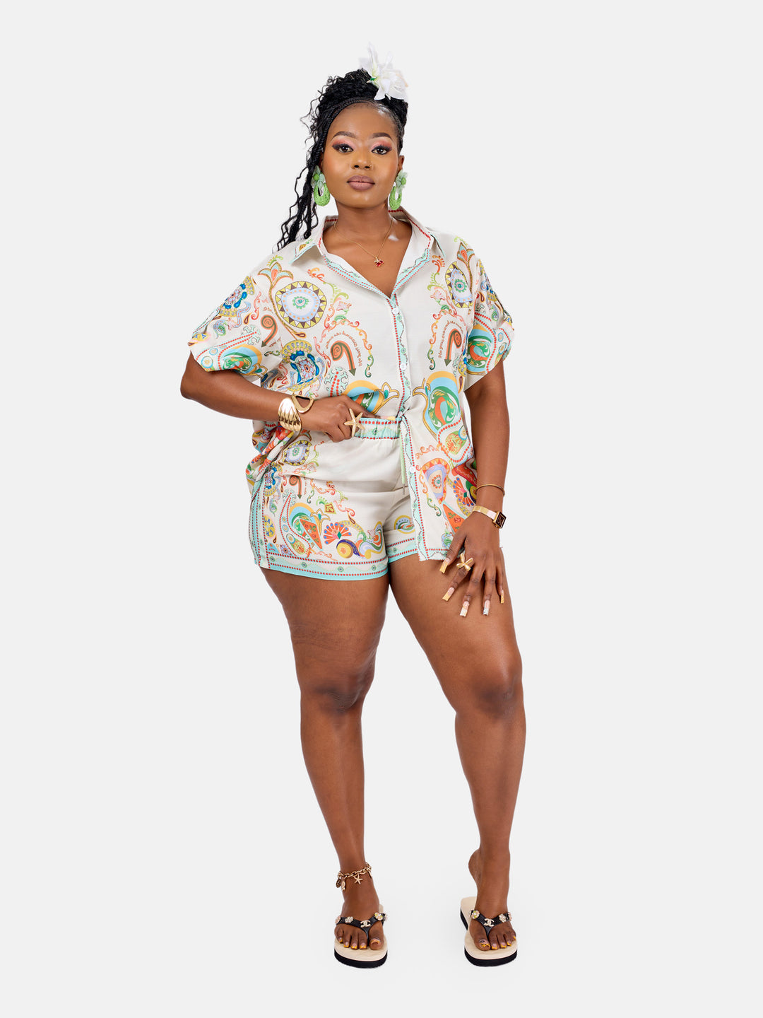 Vintage button down 2piece short set