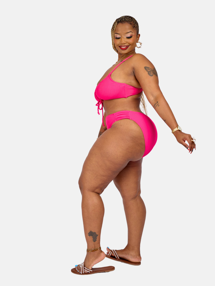 Ribbed high cut bikini