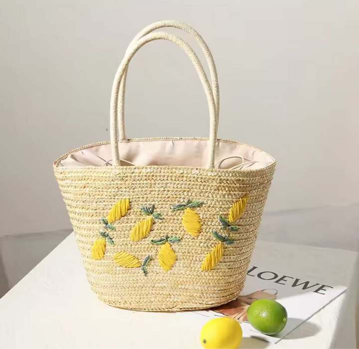 Lemon zipped tote bag