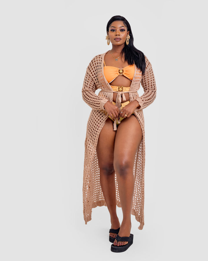 Crotchet kimono khaki