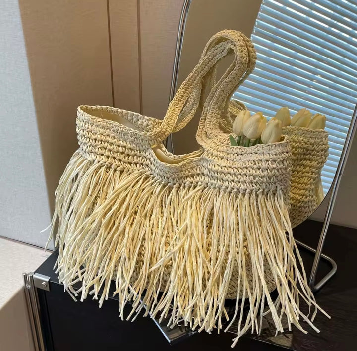 Raffia tote bag