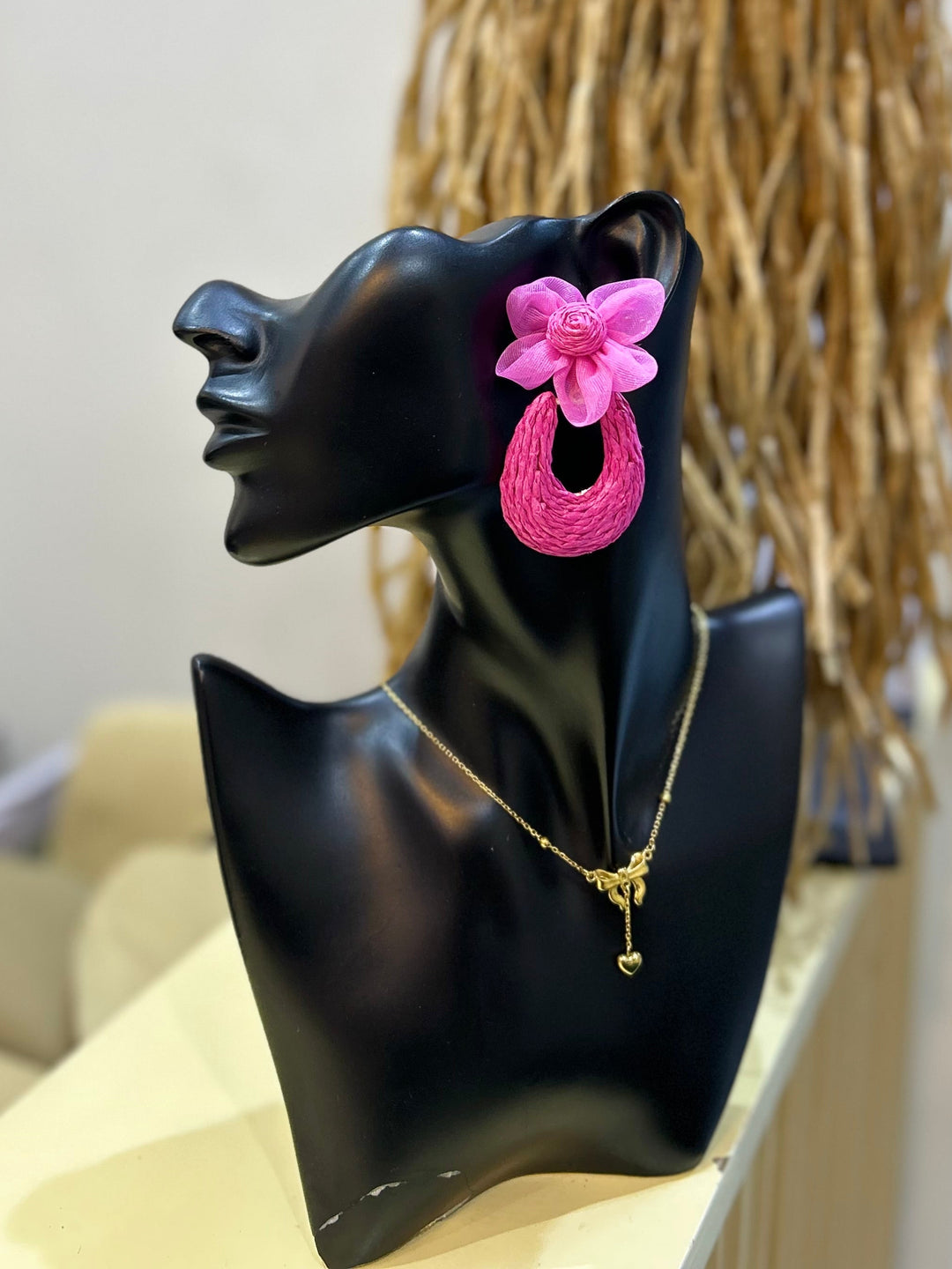 Rattan summer earrings