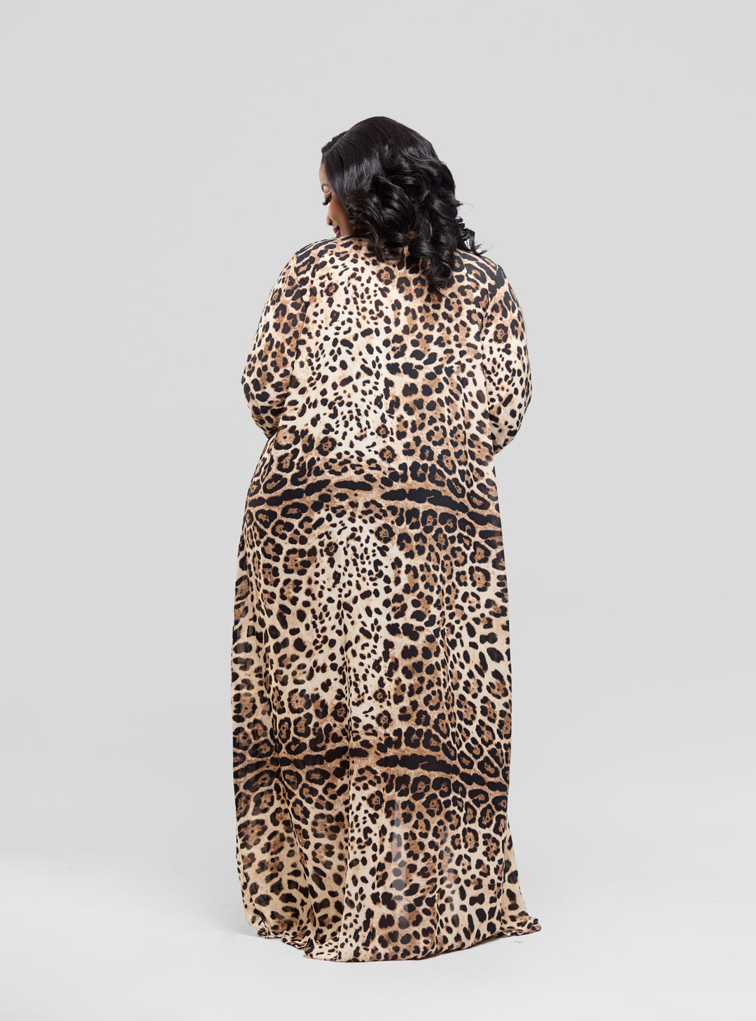 Animal print belted kimono cover up