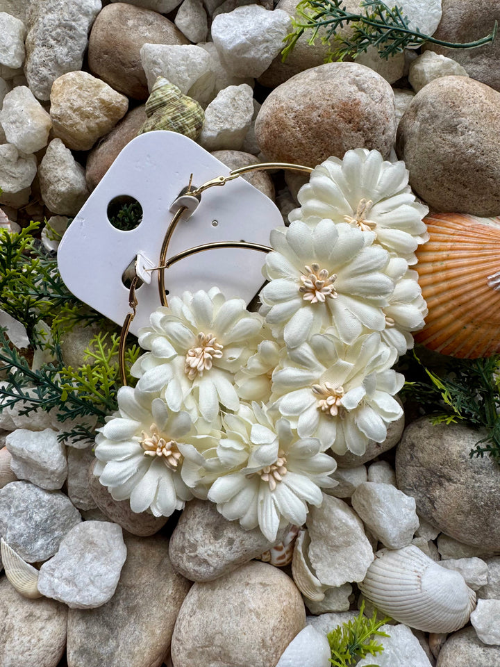 Floral hoop earrings