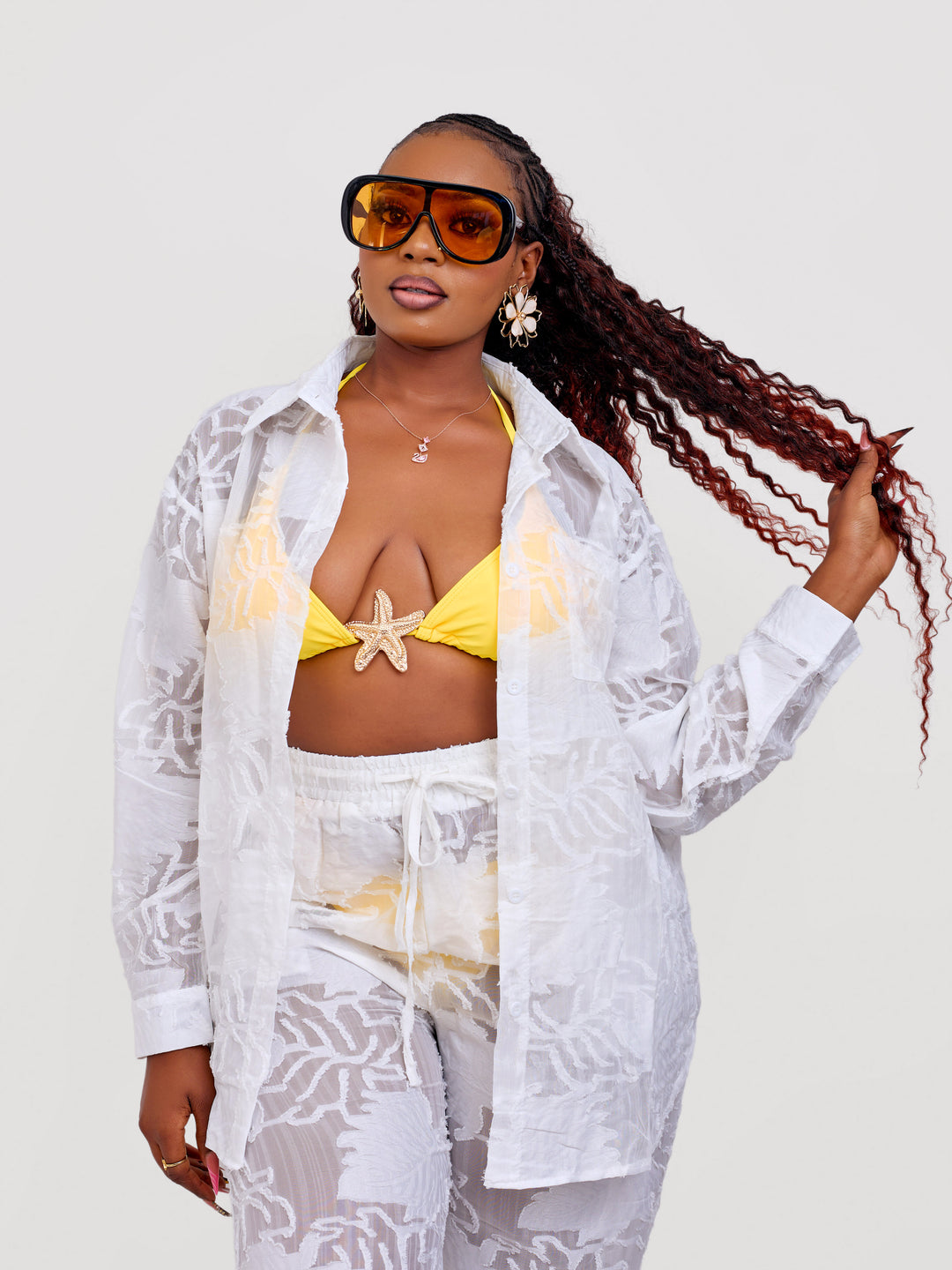 Lace vacation 2pc trouser set