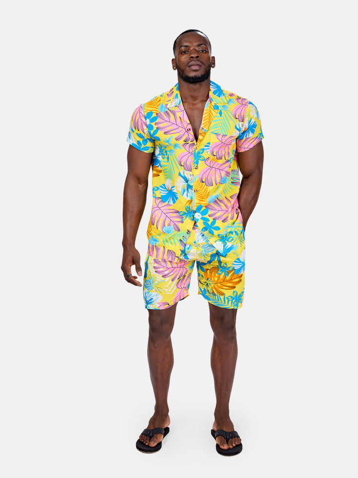 Palm print men’s beach set