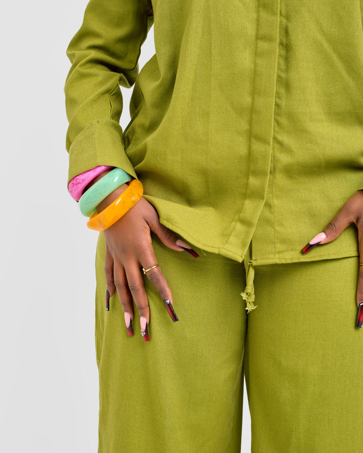 Linen blend 2pc trouser set