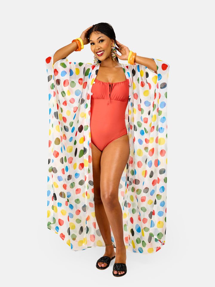 Multi dotted kimono