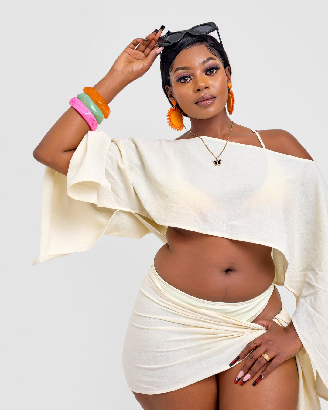 2pc linen blend skirt set