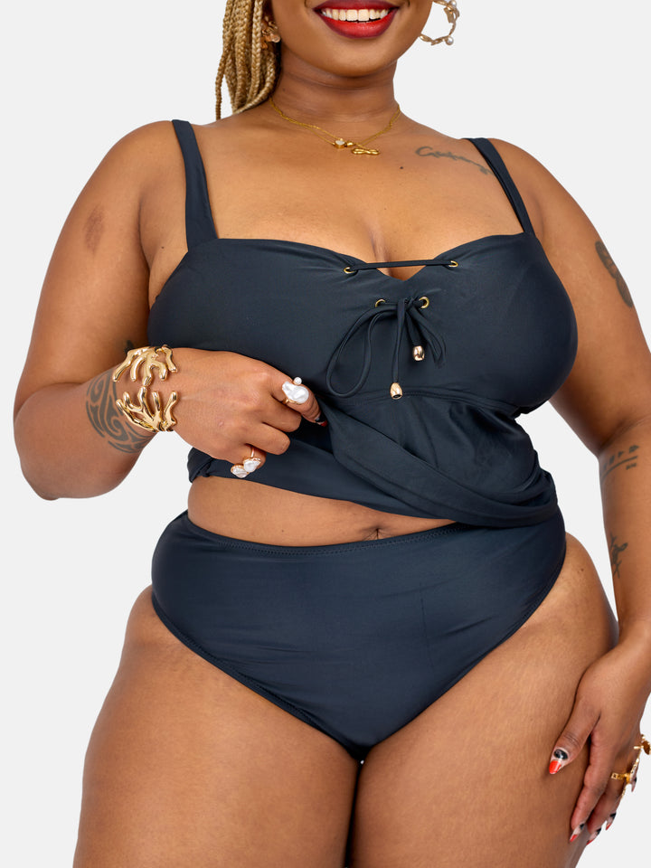 Bikini with coverage tankini top