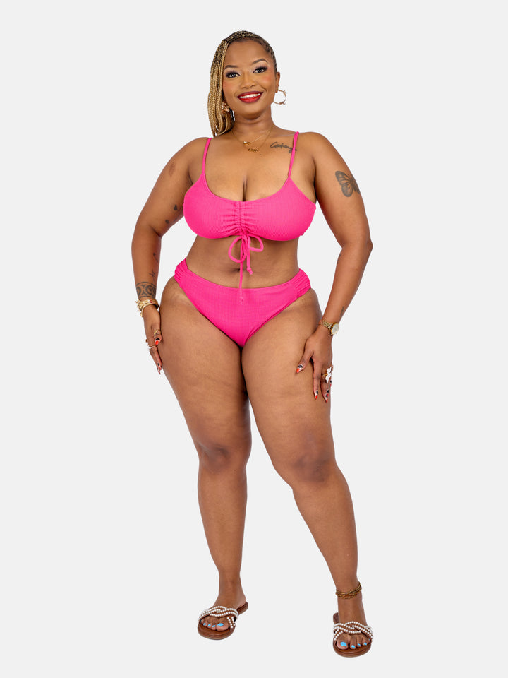 Ribbed high cut bikini