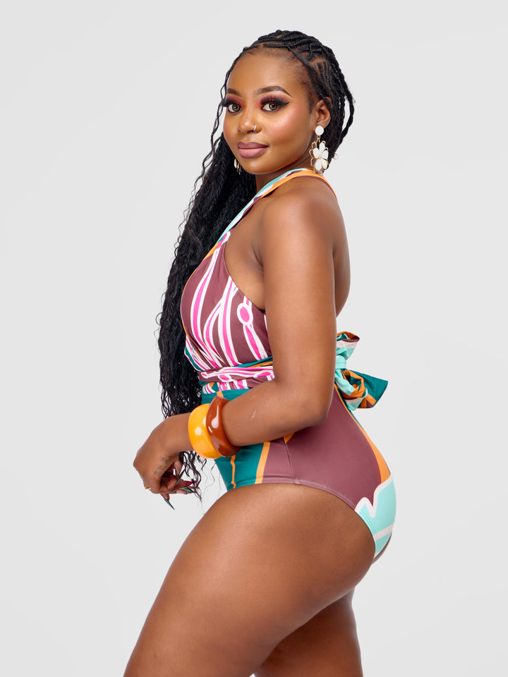 Illusion One-Piece Swimsuit with Cover Up