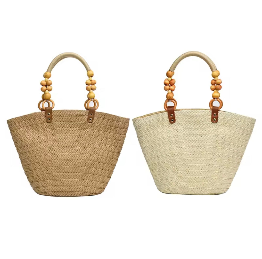 Beaded zipped beach bag