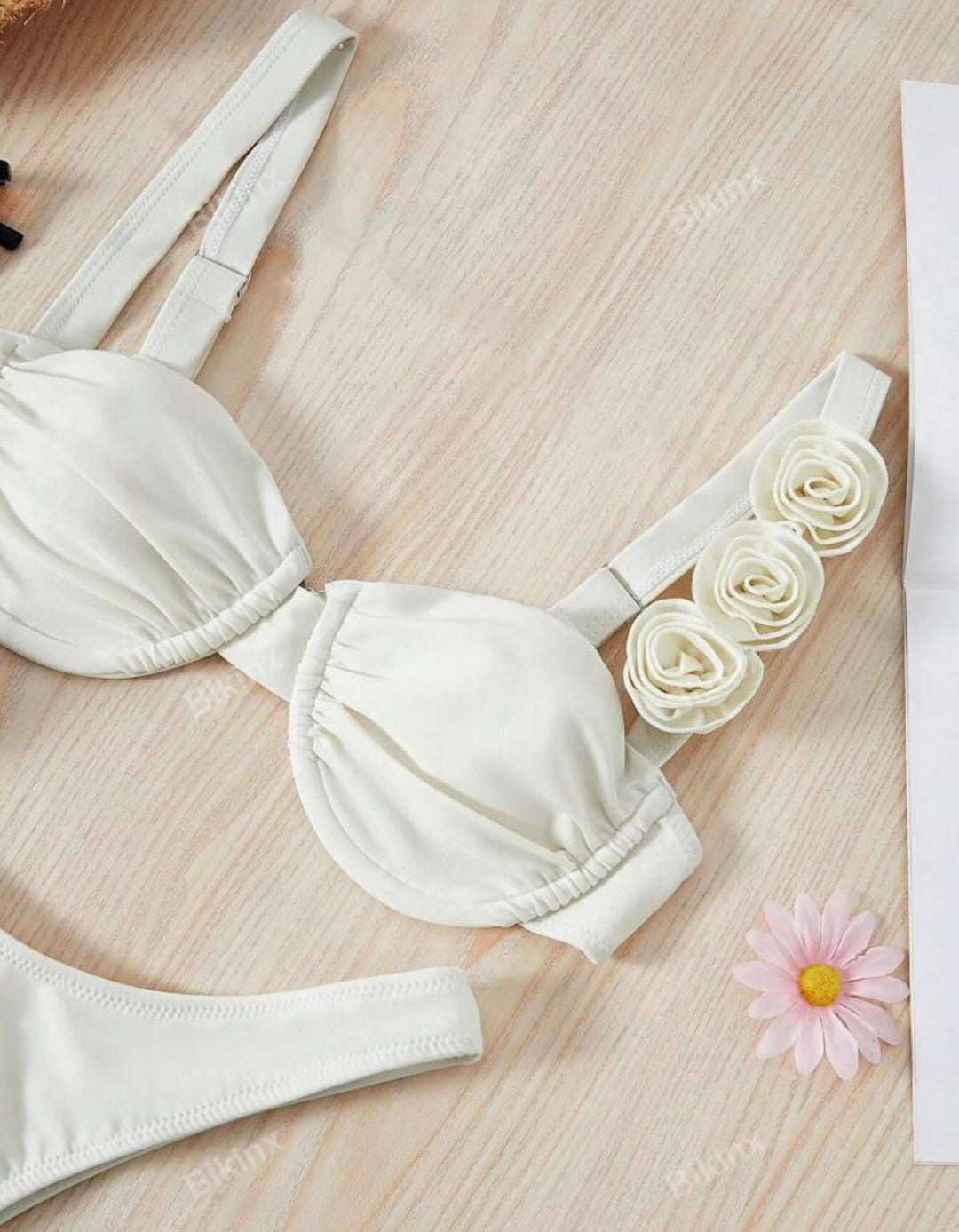 Ivory floral thong bikini