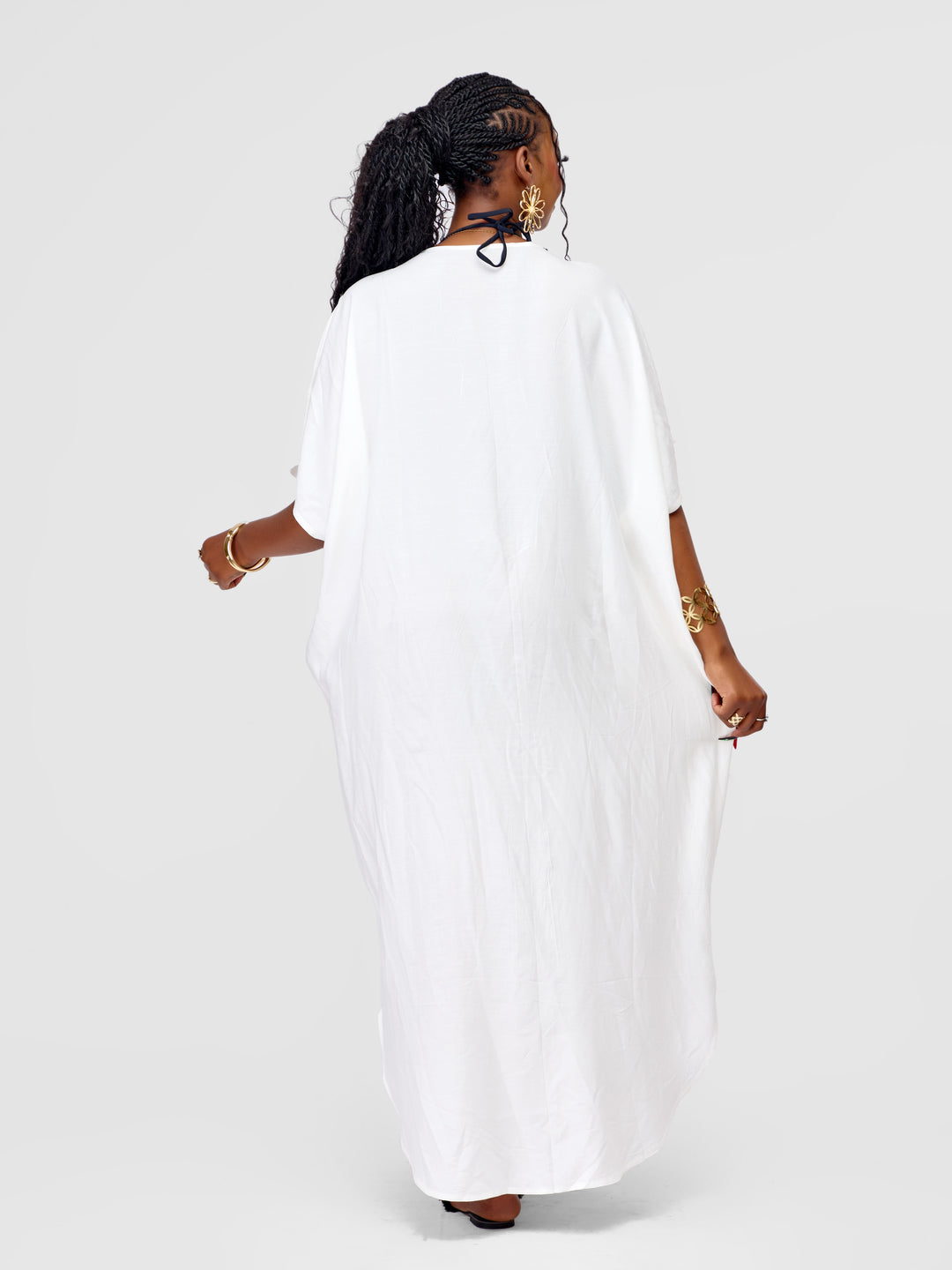 Embroidered White Beach Kaftan