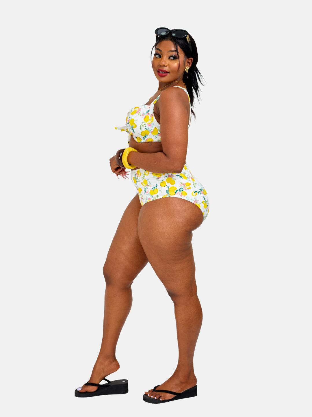 Lemon printed sculpting bikini