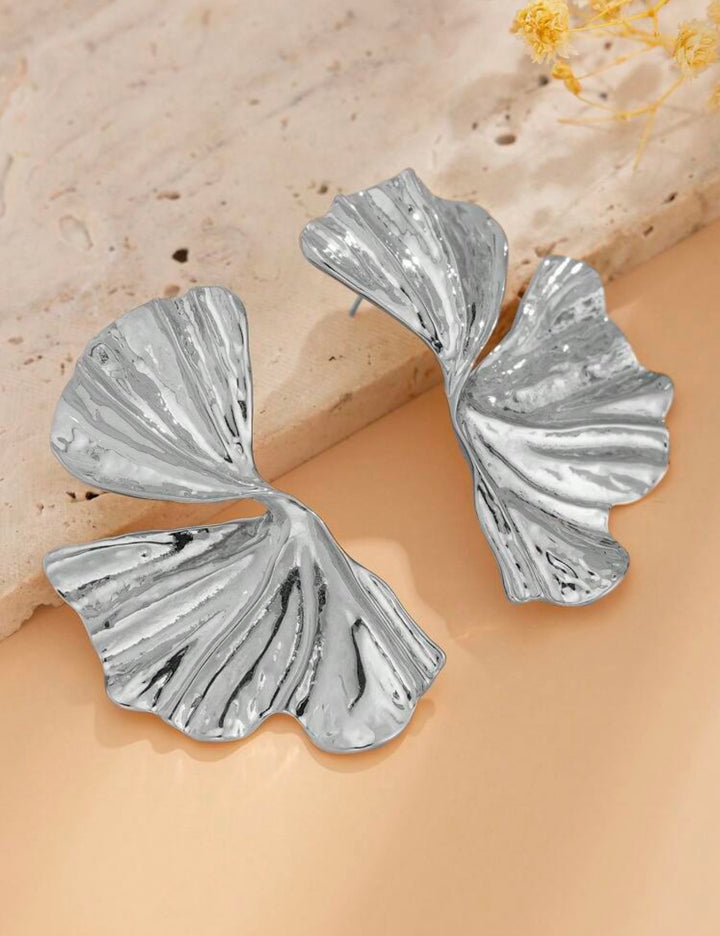 Silver petal earrings