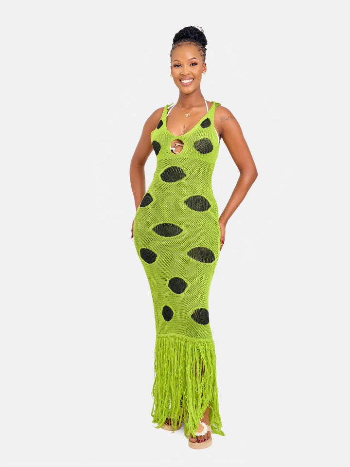 Crotchet beach dress with tassels