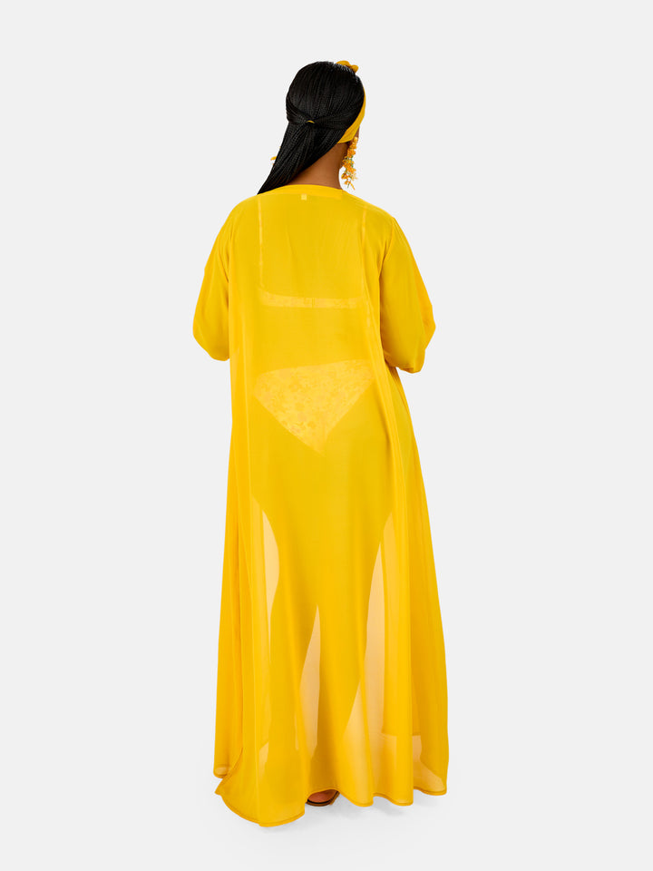 Plain belted kimono