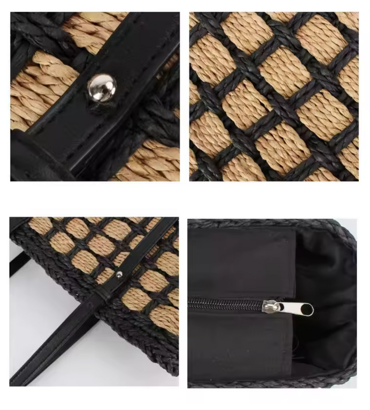 Shoulder straw tote