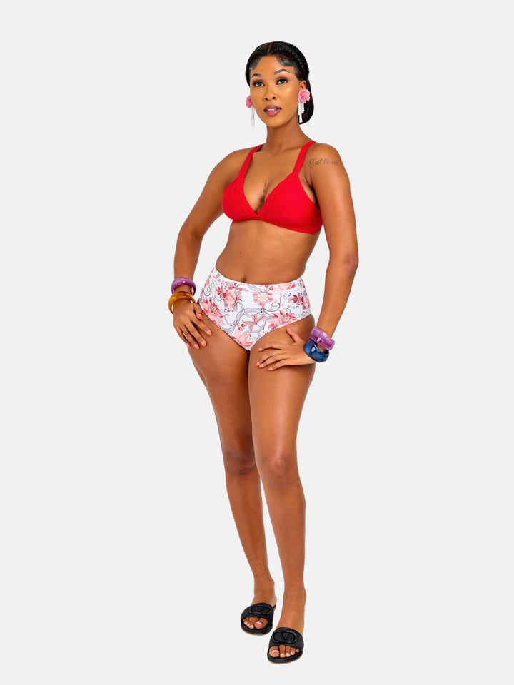 Classic floral high waist bikini