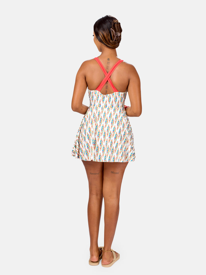 Printed modest swim dress