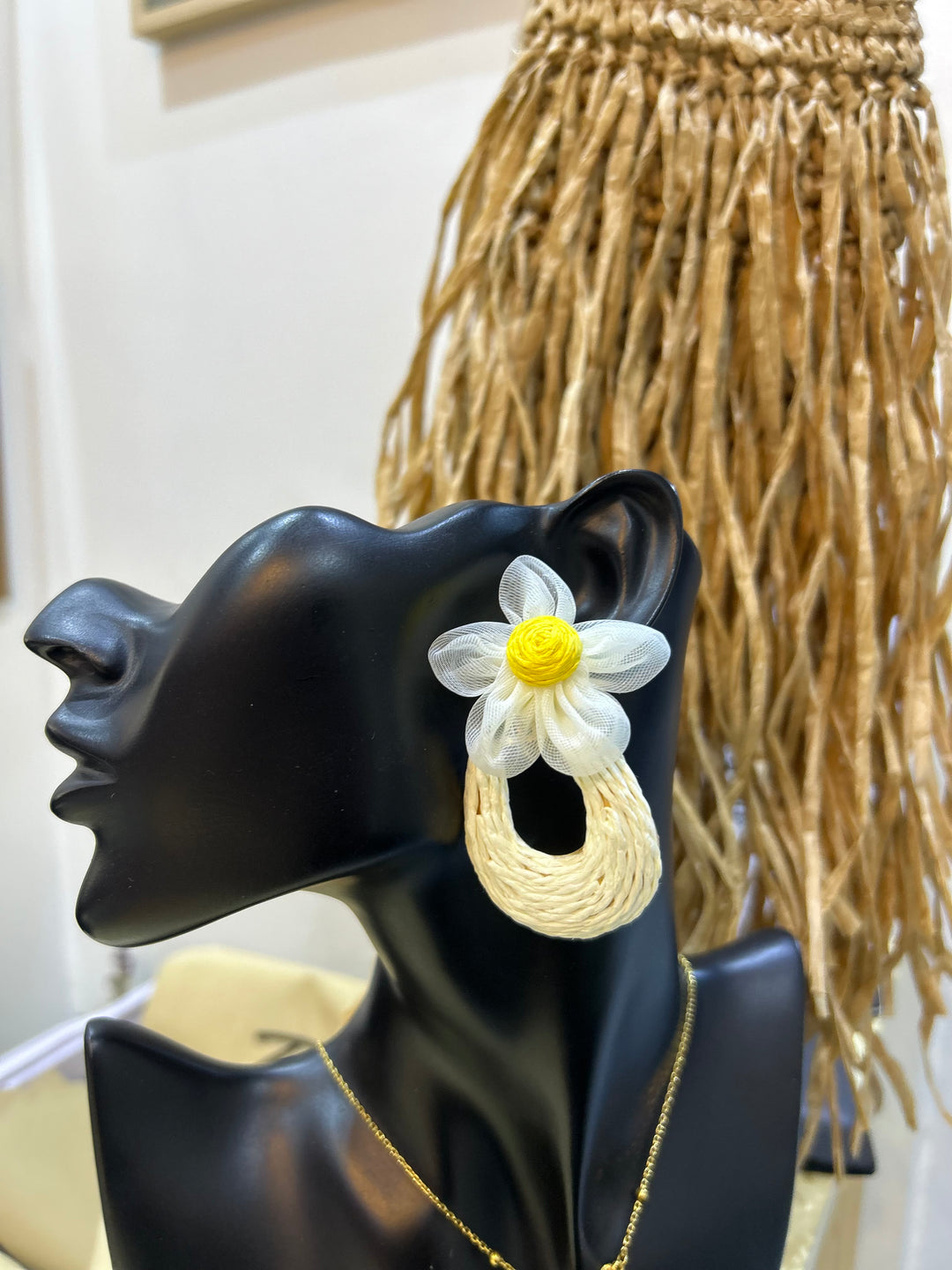 Rattan summer earrings