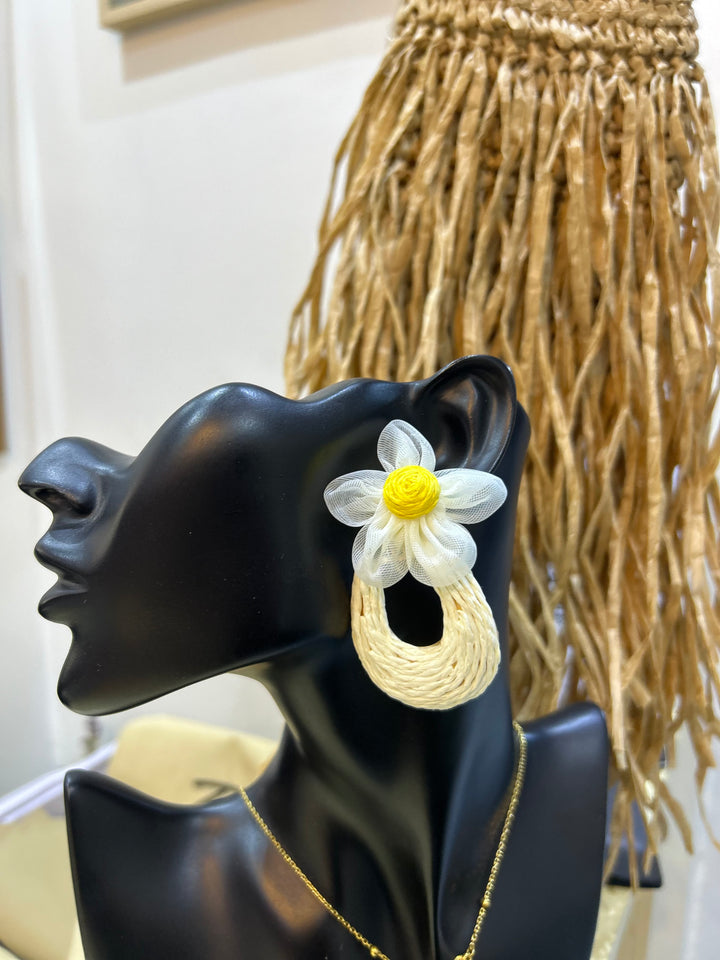 Rattan summer earrings