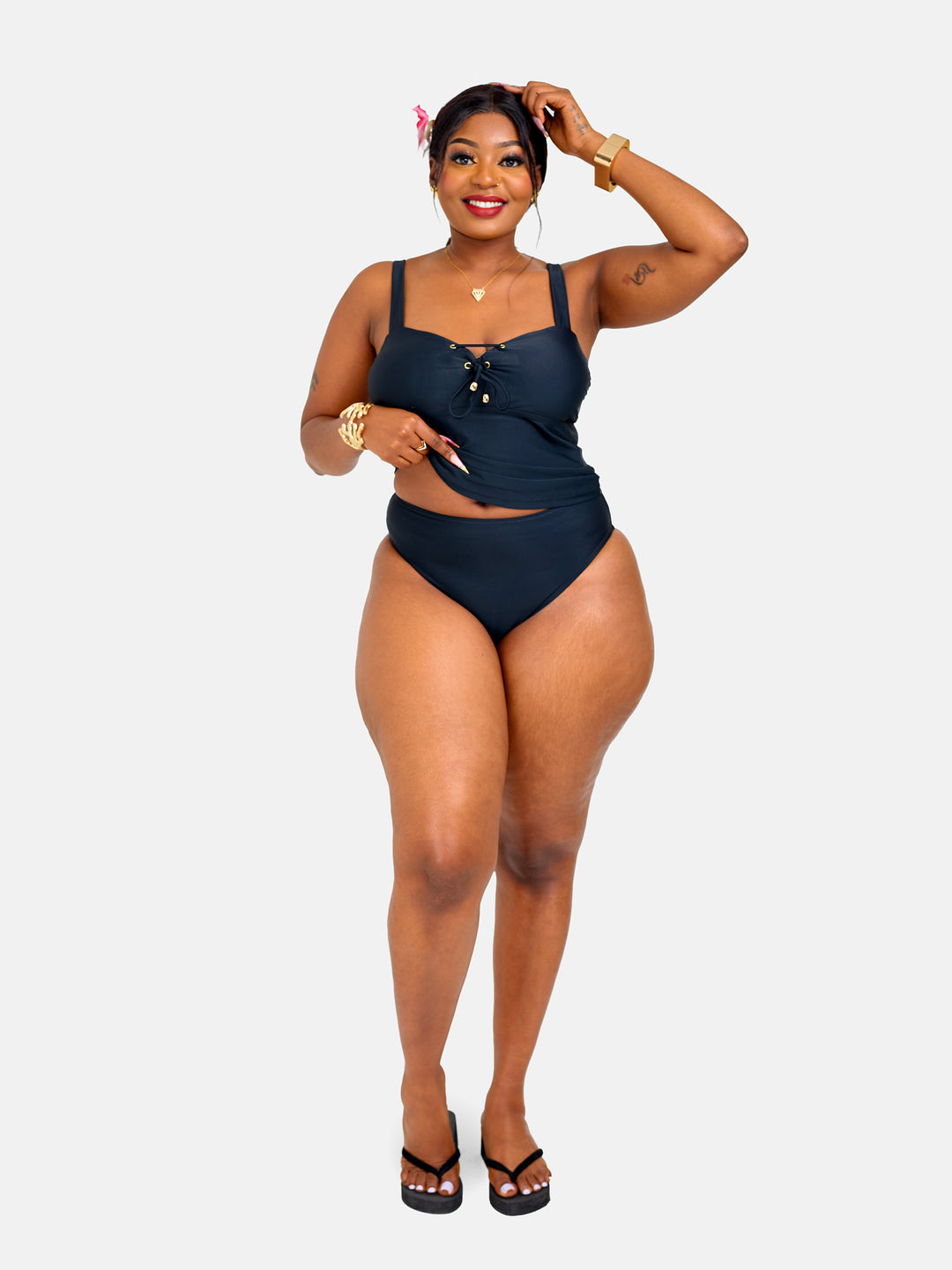 Bikini with coverage tankini top