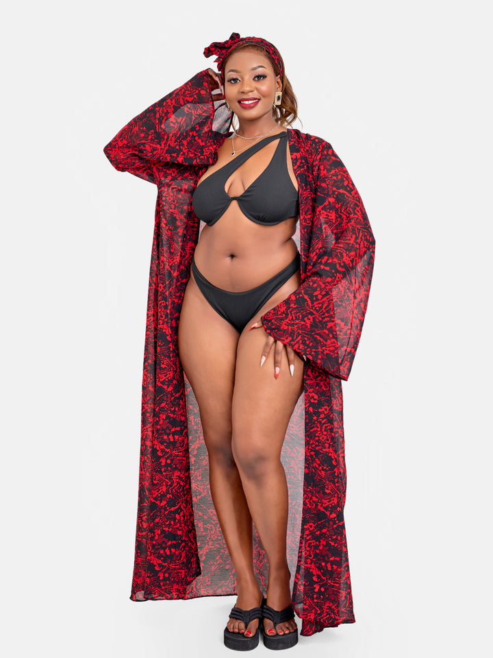 Red print kimono