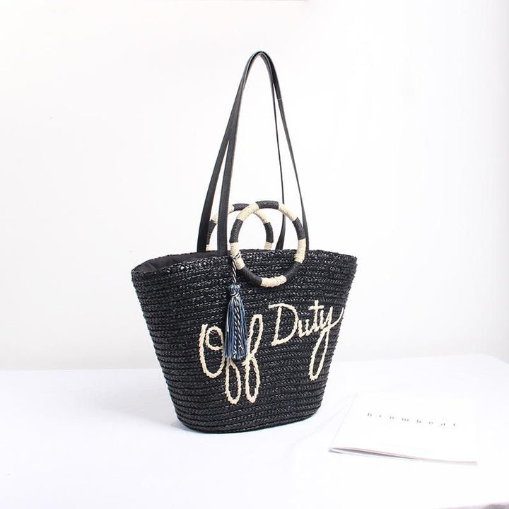 Off duty straw basket bag