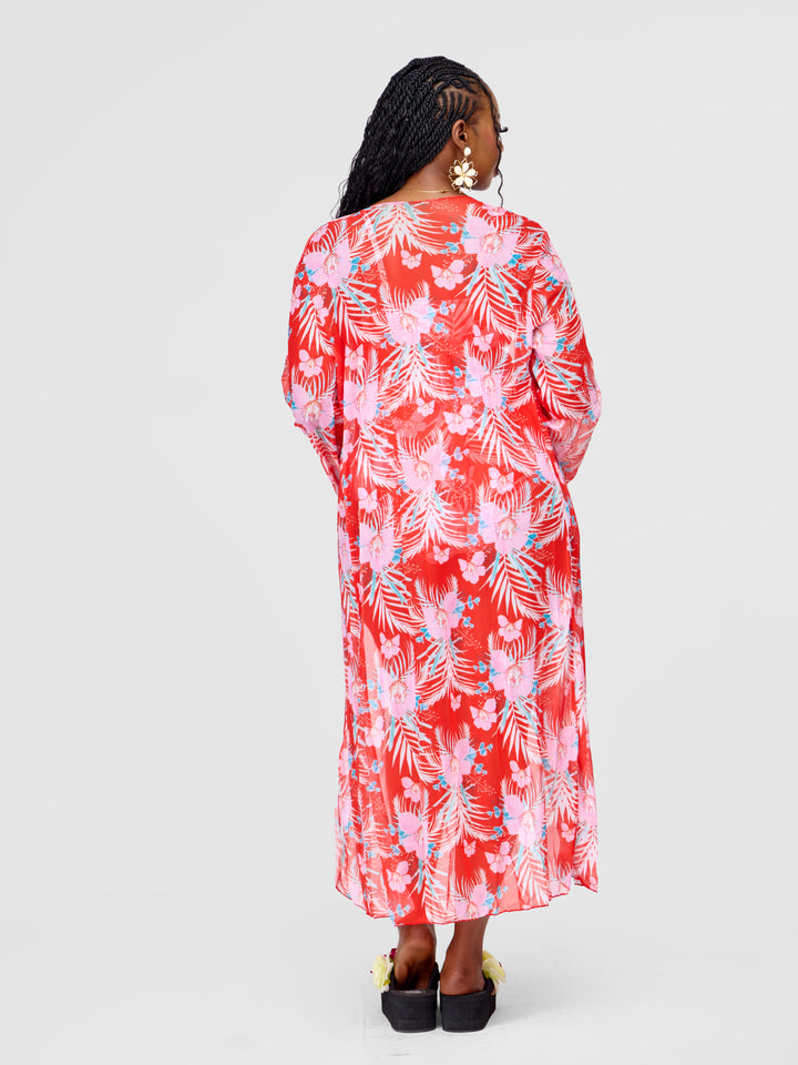 3pc floral high waist bikini with kimono