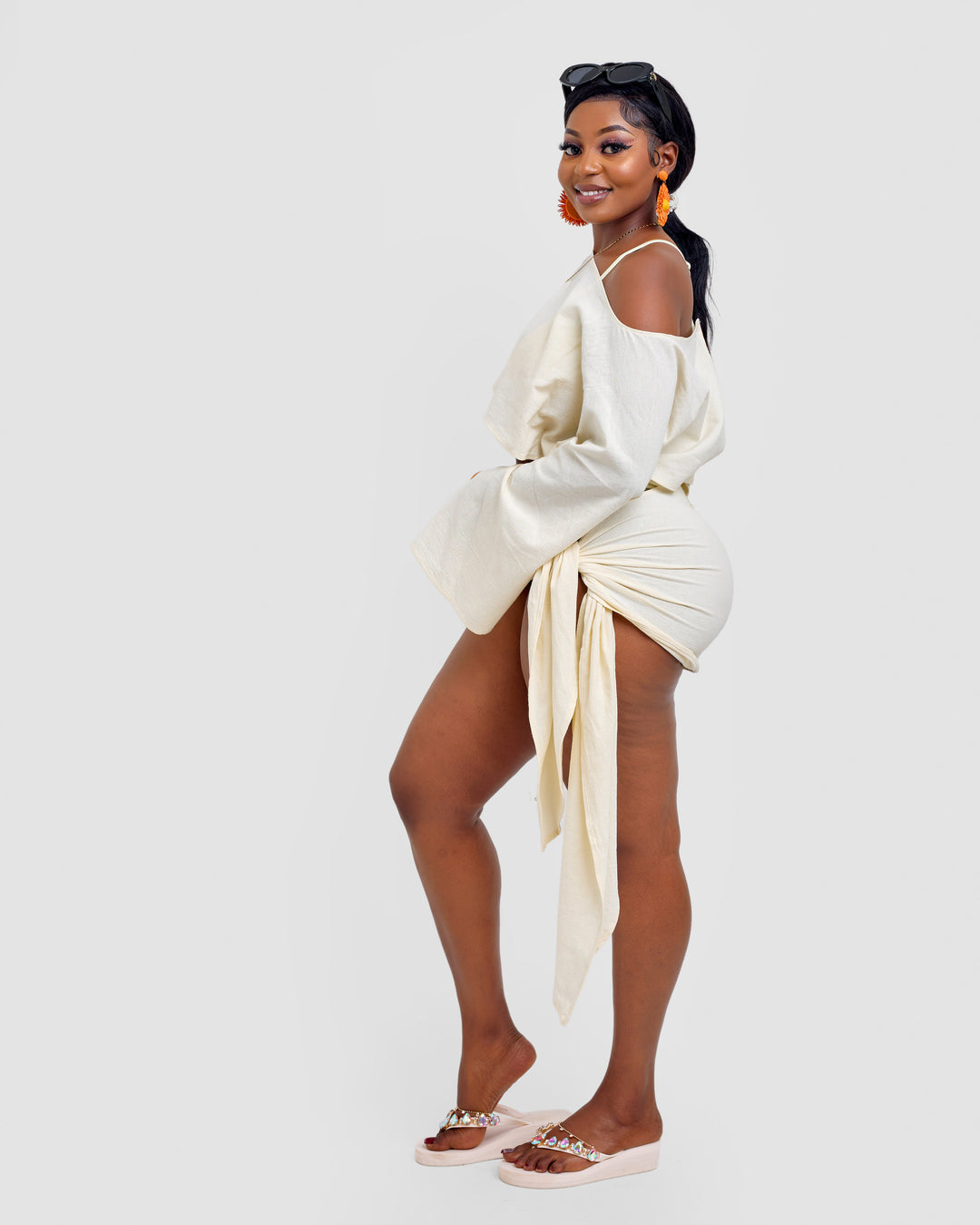 2pc linen blend skirt set