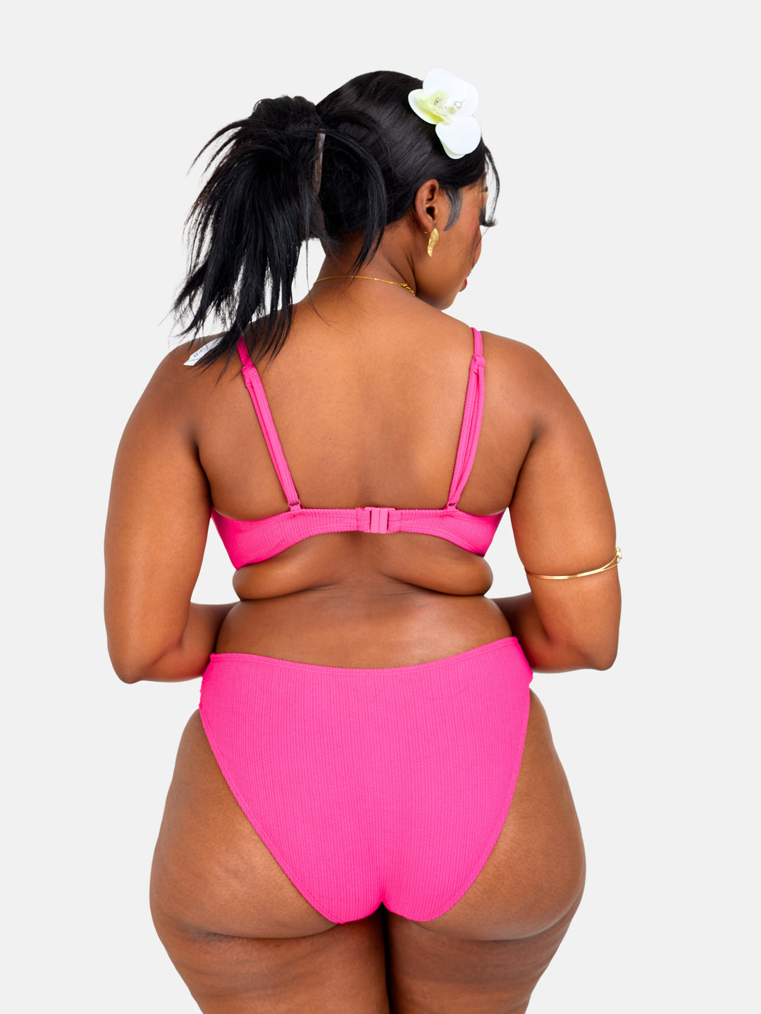 Ribbed high cut bikini