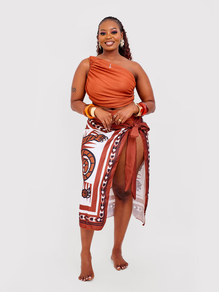 One hand bikini with sarong