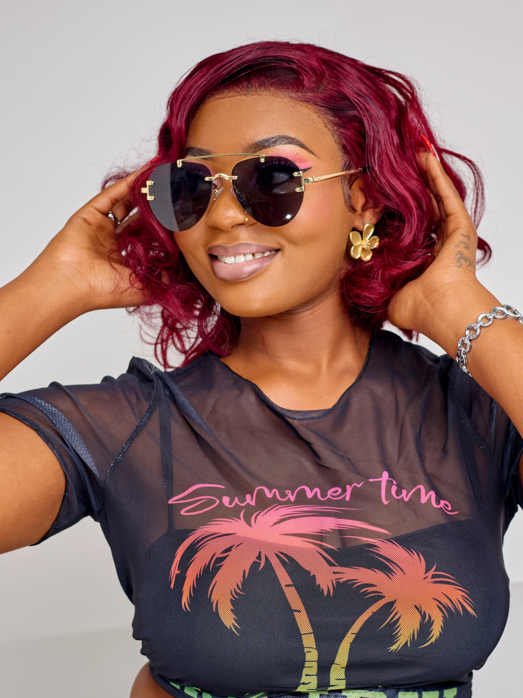 Trendy rimless sunglasses