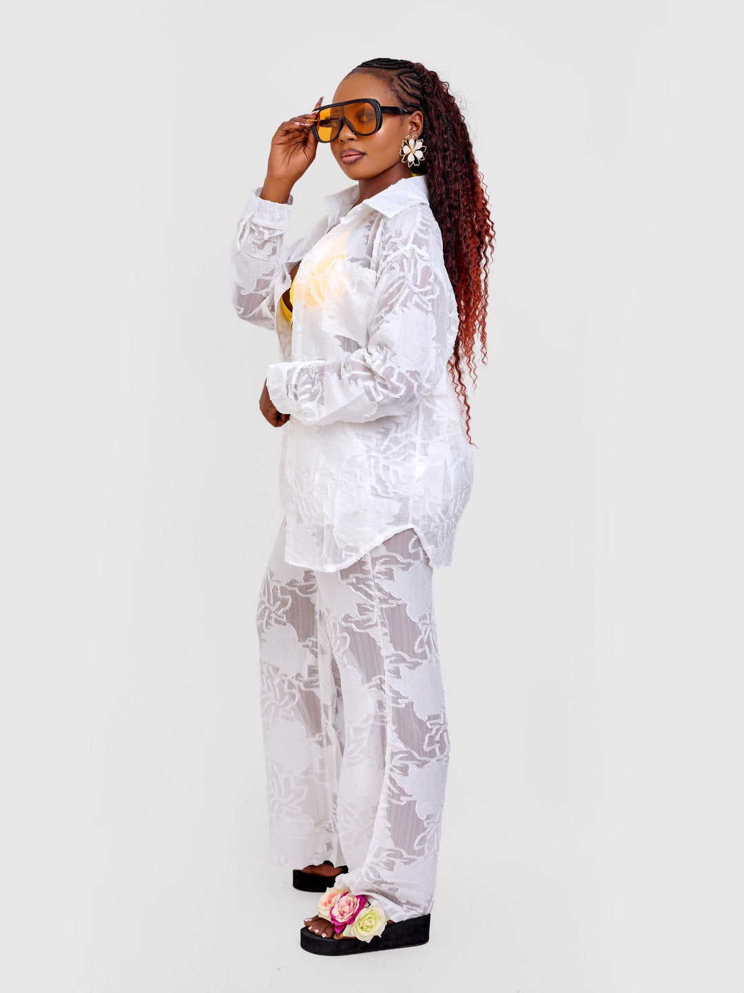 Lace vacation 2pc trouser set