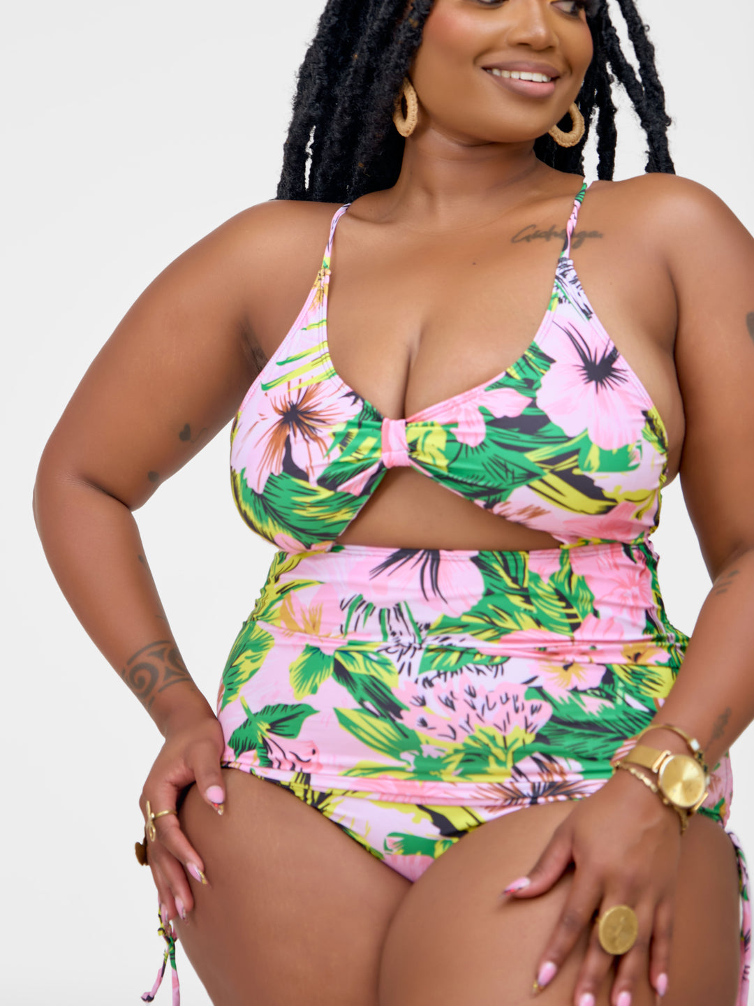 Multi floral one piece plus