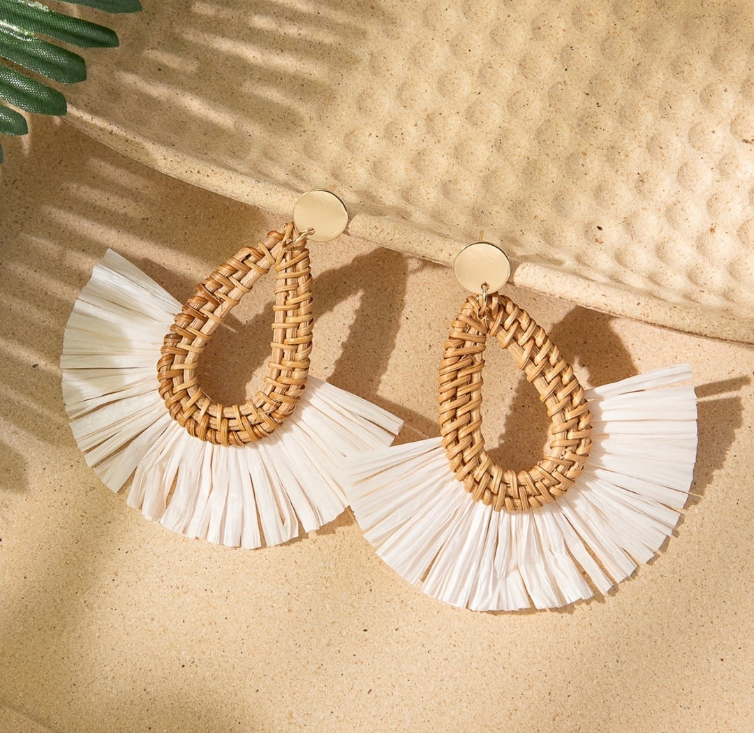 Natural rattan earrings