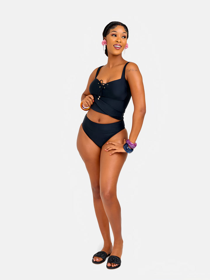 Bikini with coverage tankini top