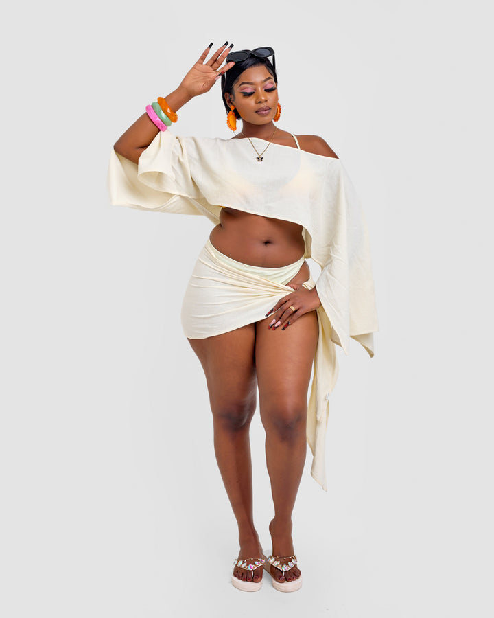 2pc linen blend skirt set