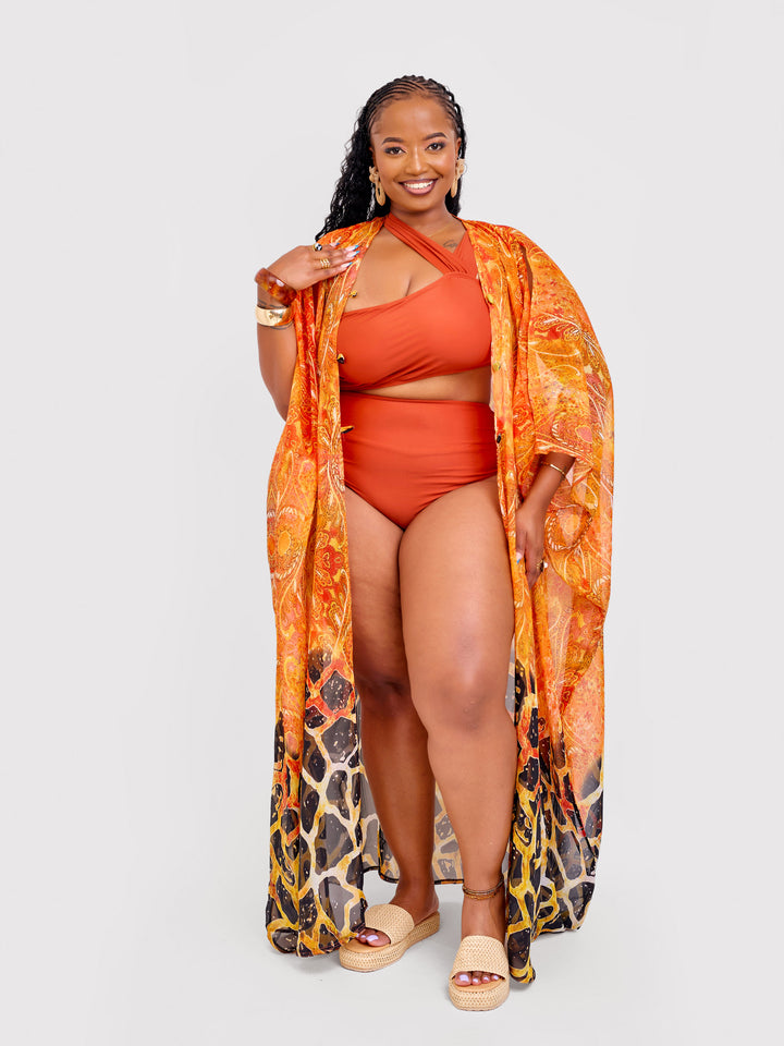 Animal print button down kimono