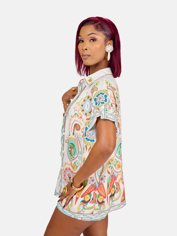 Vintage button down 2piece short set