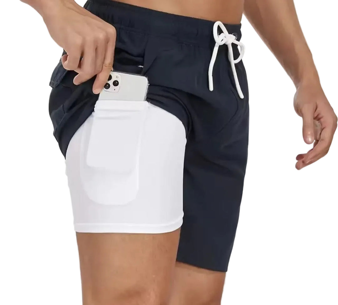Beach shorts with compression liner