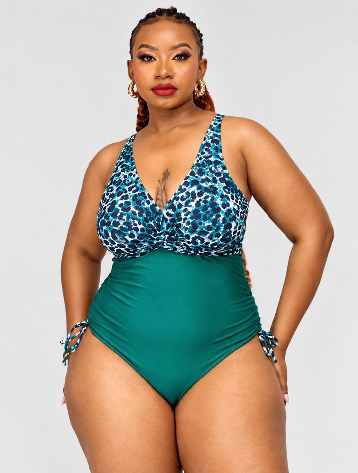 Animal print plus size one piece