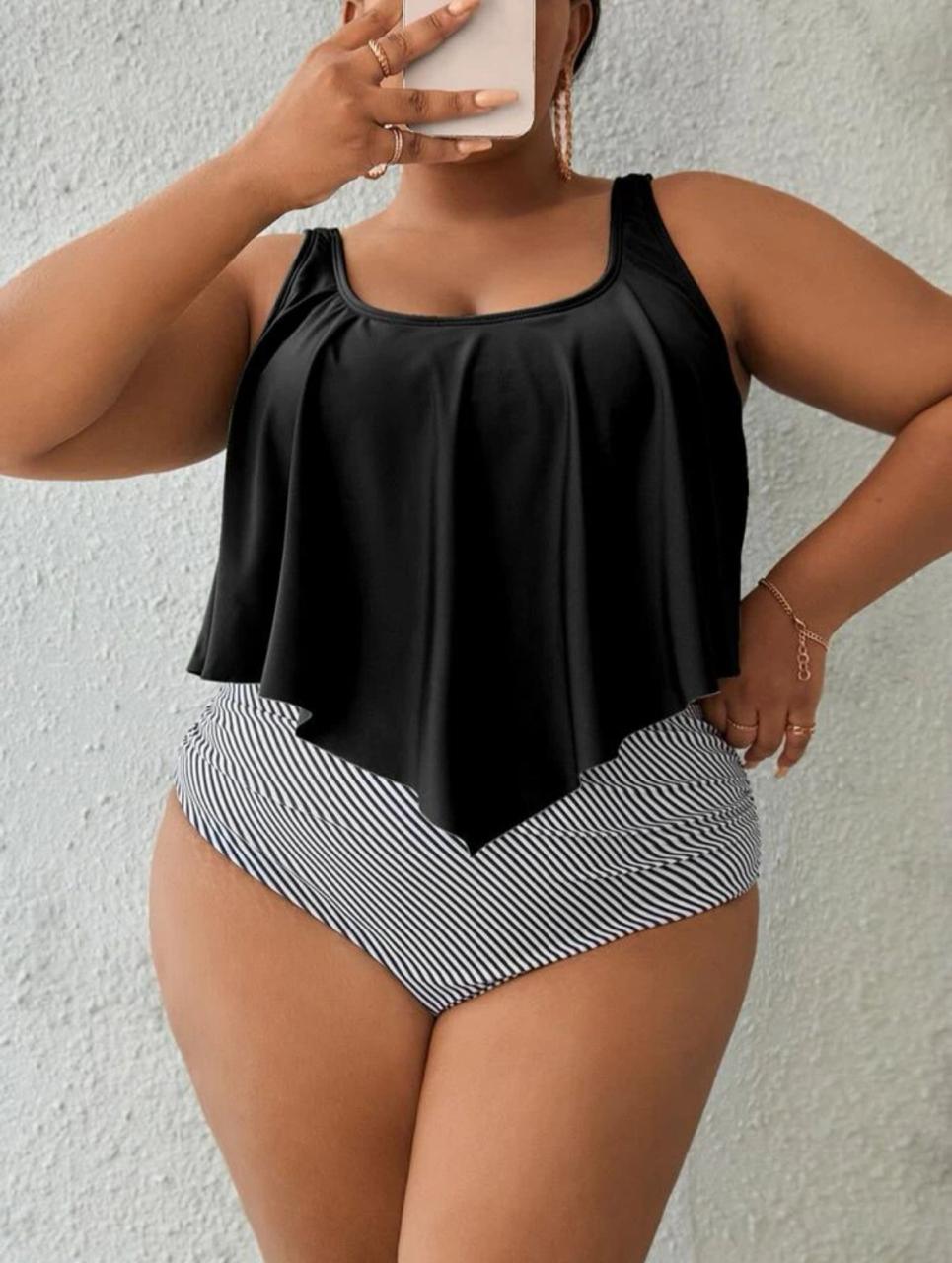 Tankini with high waist bottoms