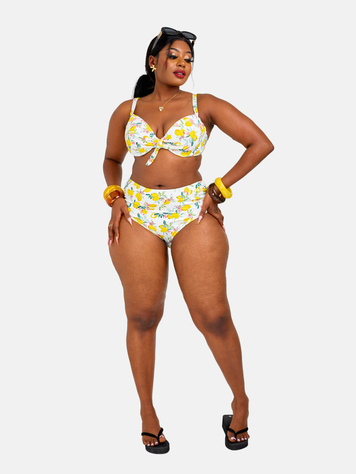 Lemon printed sculpting bikini