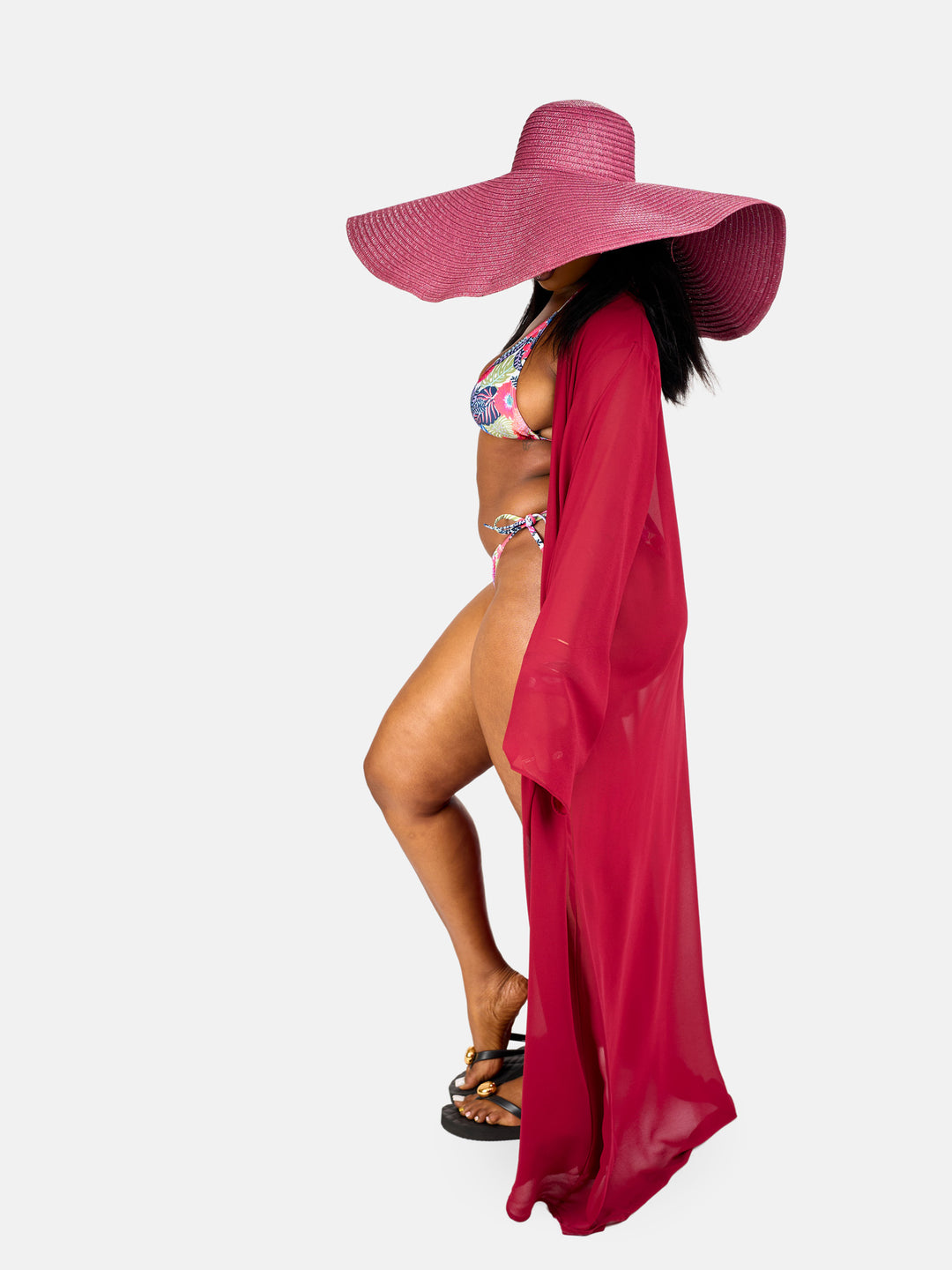 Plain belted kimono